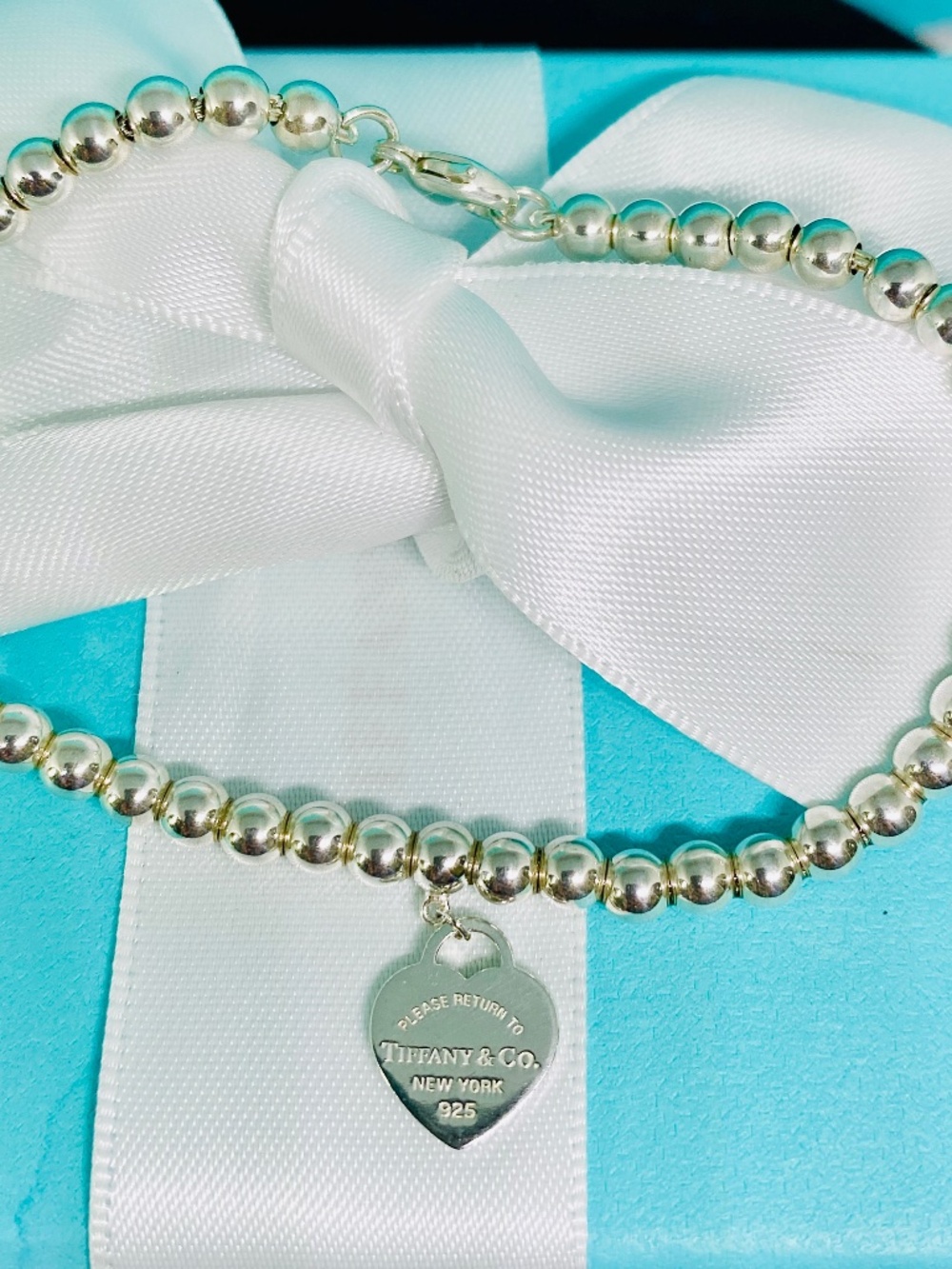 Tiffany & Co Return to Tiffany® Heart Tag Bead Bracelet silver 925 box & pouch
